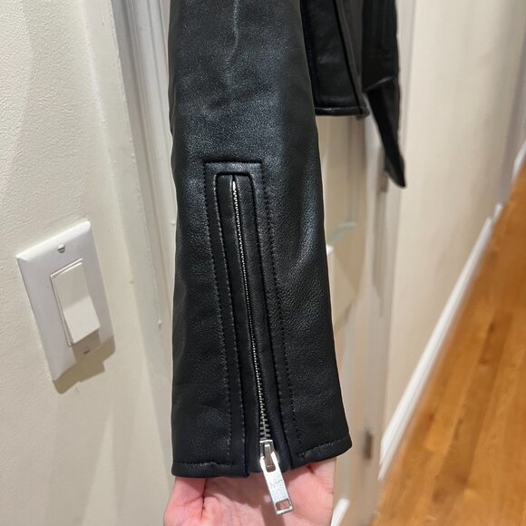 Abercrombie & Fitch Women's Vegan Leather Moto Jacket in Black, XXS - Picture 9 of 11